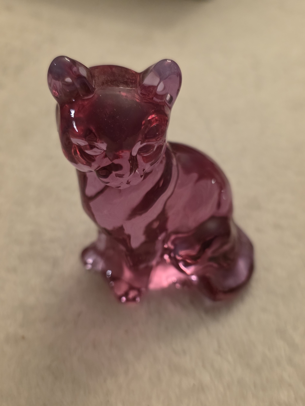 Decorative Glass Cat Figurine in Cranberry